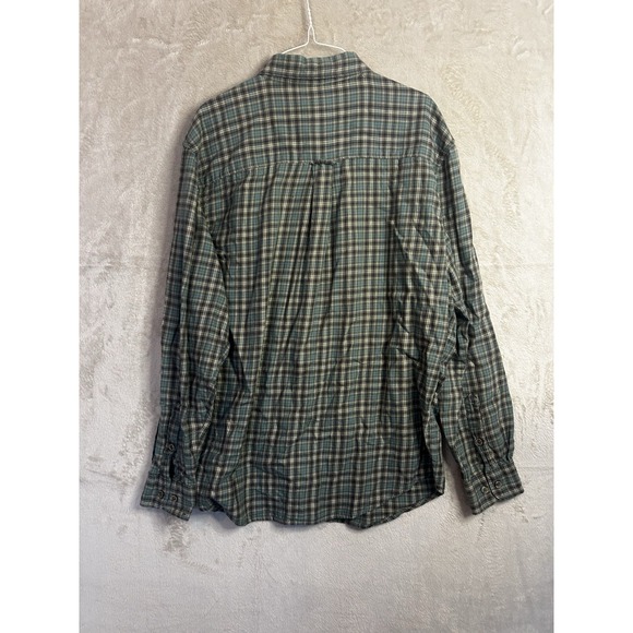 Woolrich‎ Men's Large Cotton Button Down Plaid Shirt Long Sleeve Green Vintage - Picture 6 of 7